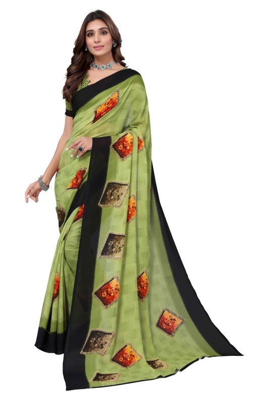 Fancy Georgette Printed Saree With blouse